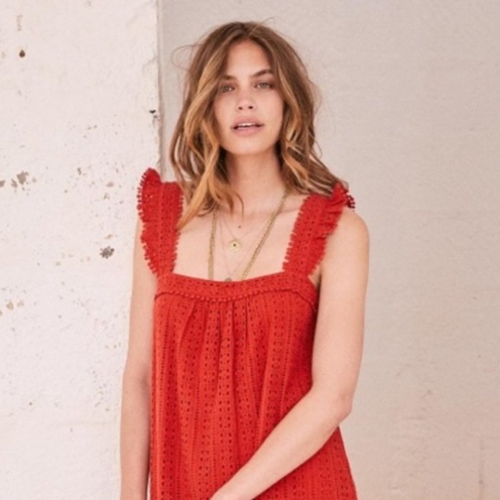 Sezane “Assia” cotton eyelet dress sz 36